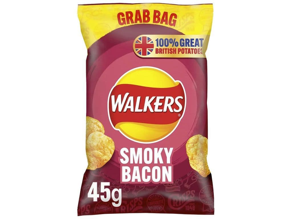 Walkers Smoky Bacon Crisps 45g UK Chips Grab Bag