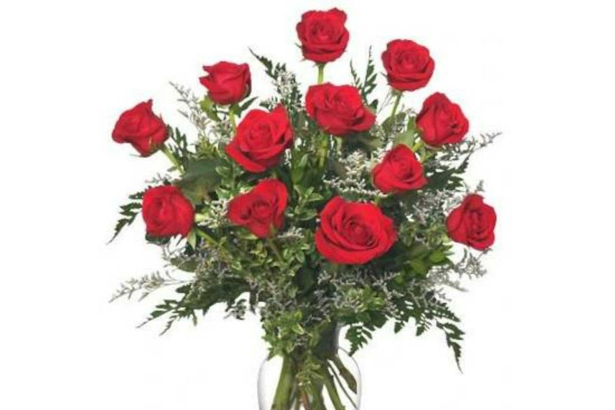 Dozen Red Roses in a Vase