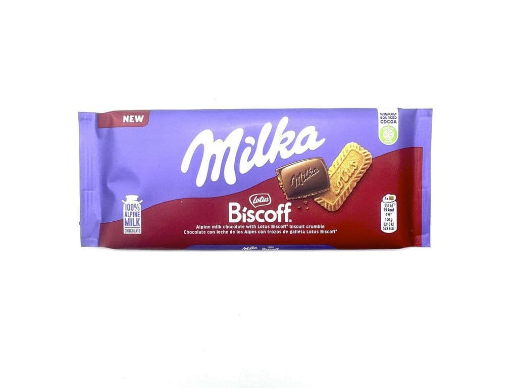 Milka Lotus Biscoff Crunchy Milk Chocolate Bar 90g
