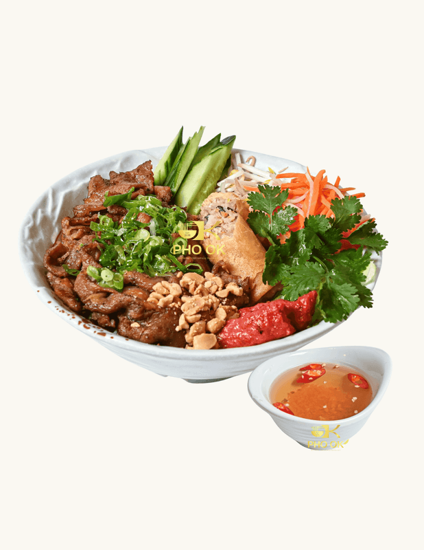 V3. Vermicelli with Grilled Meats, Pork Sausage and Fried Spring Roll