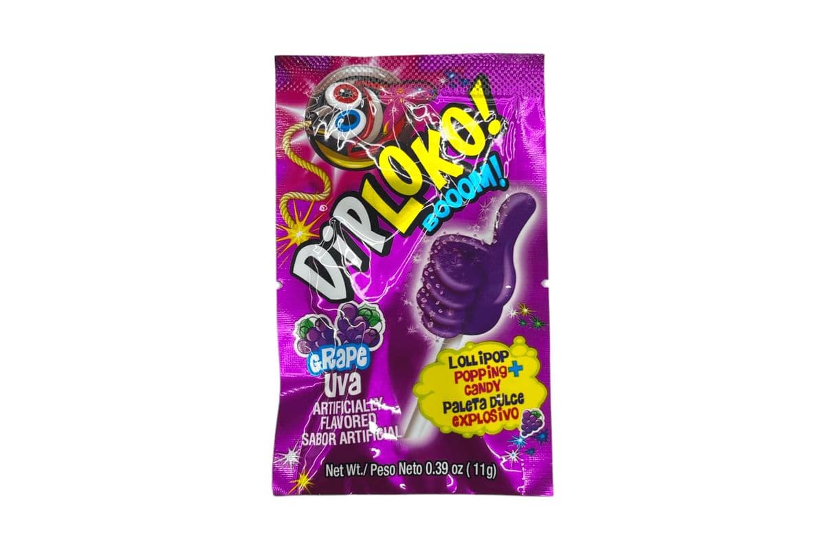 Diploko Grape Popping Candy & Lollipop (Mexico) (11g) (45 Cal)