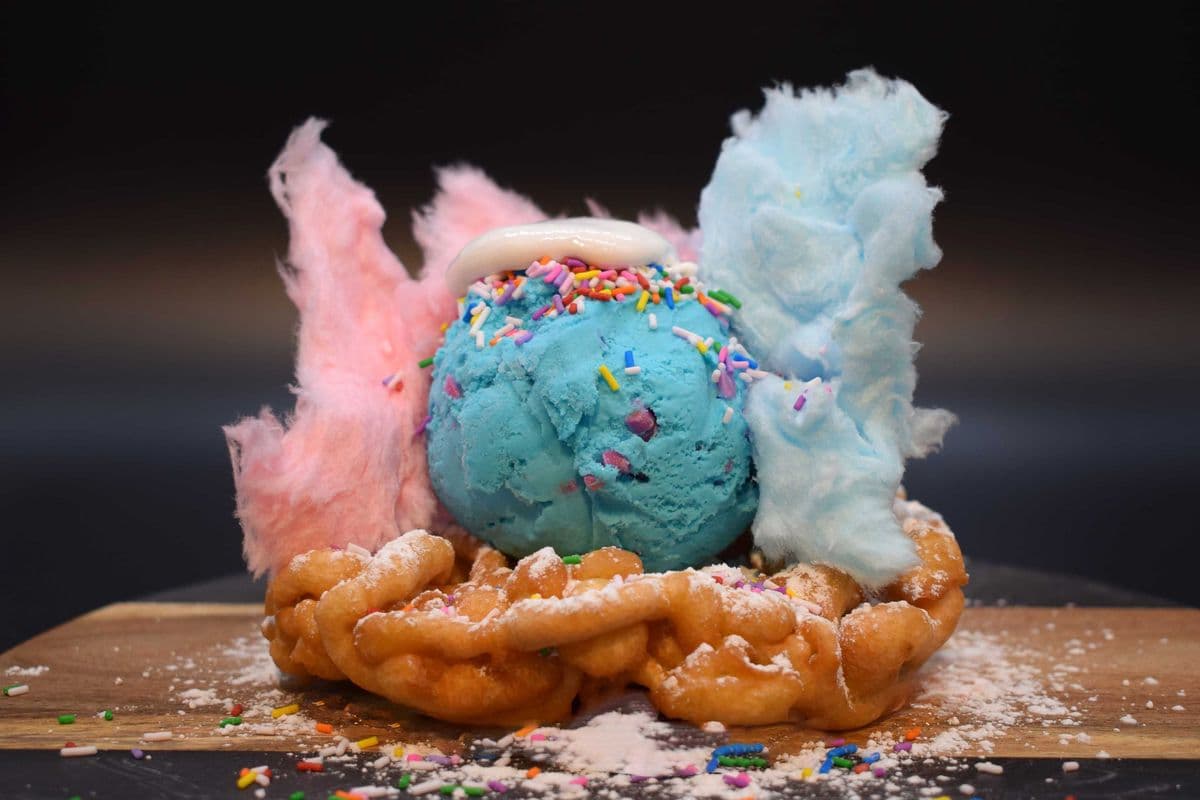Cotton Candy Fluff Funnel Cake