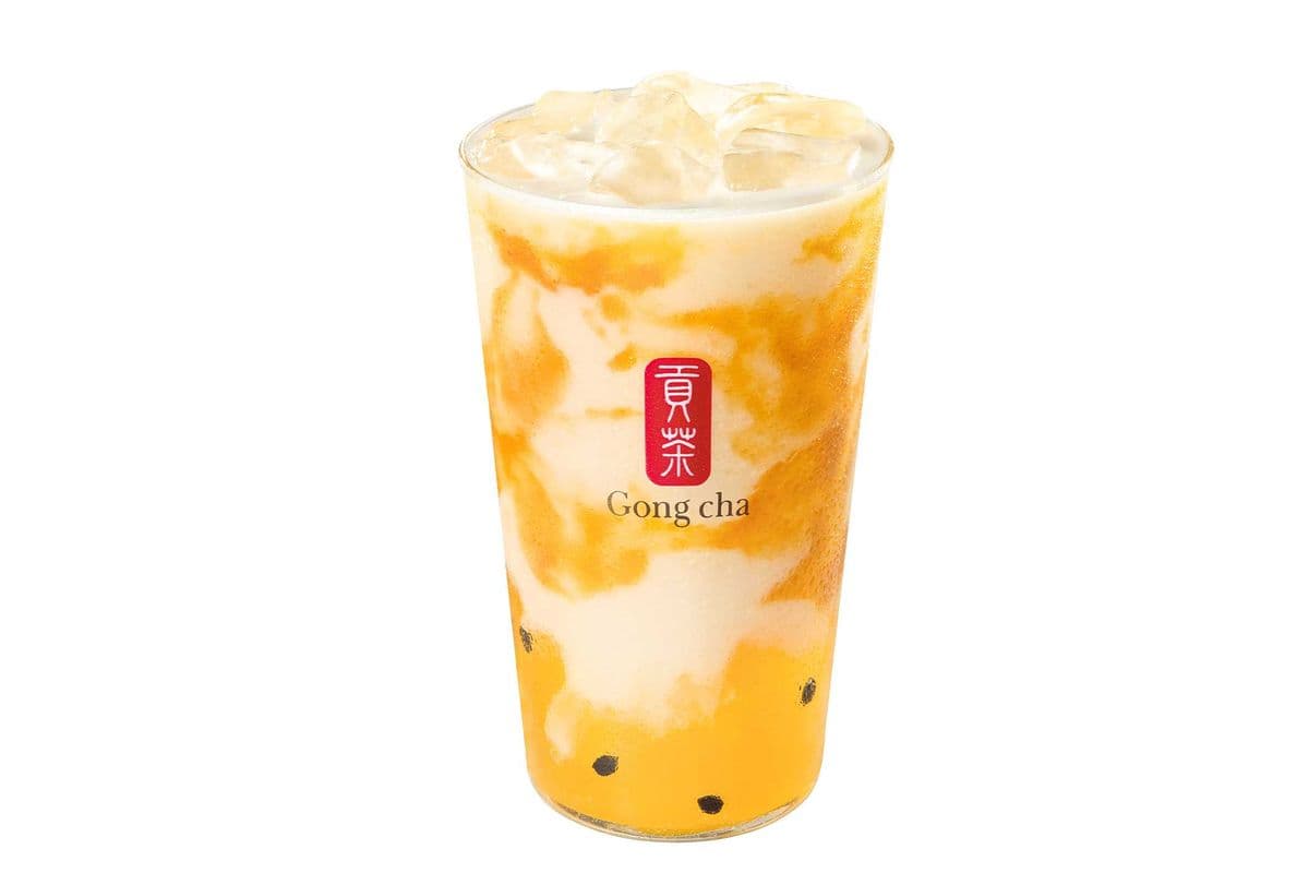 Thai Mango Milk Tea with Passionfruit Jelly