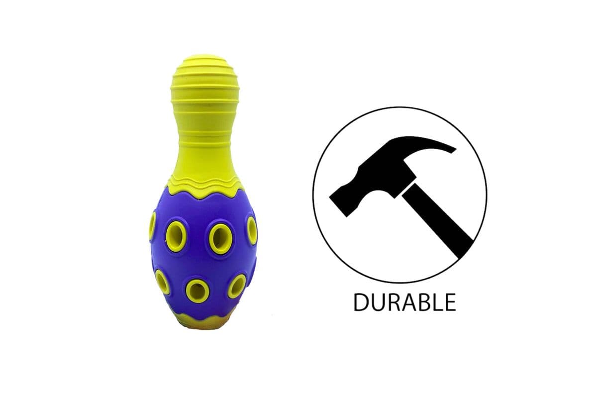 BuD'z - Rubber Astro Bowling Pin Dog Toy - Yellow