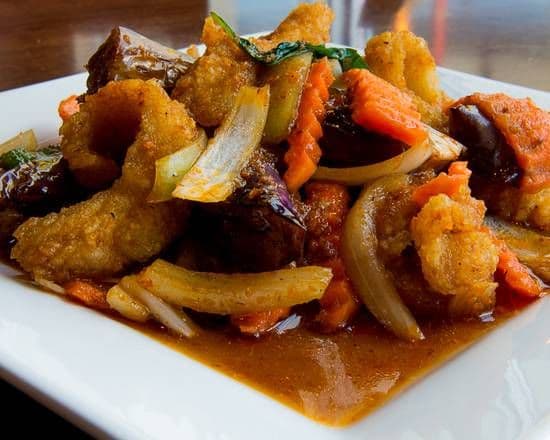 Crispy Fish Fillet with Spicy Eggplant