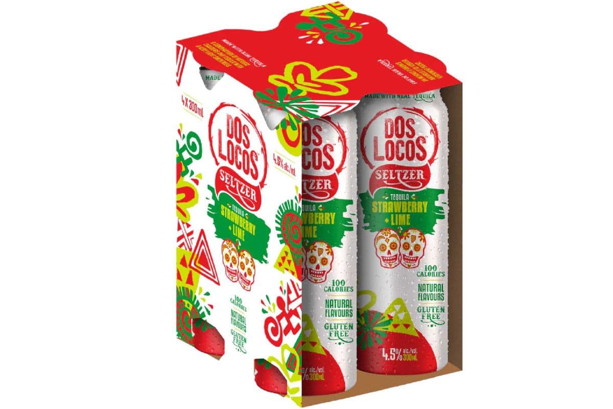 Dos Locos Strawberry Lime Tequila Seltzer (4 x 355 ml Cans)