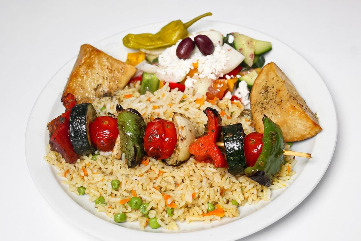 Vegetable Skewer Souvlaki Plate
