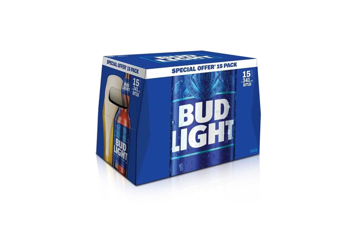 BUD LIGHT 15 BOTTLES (1 x 341ML)