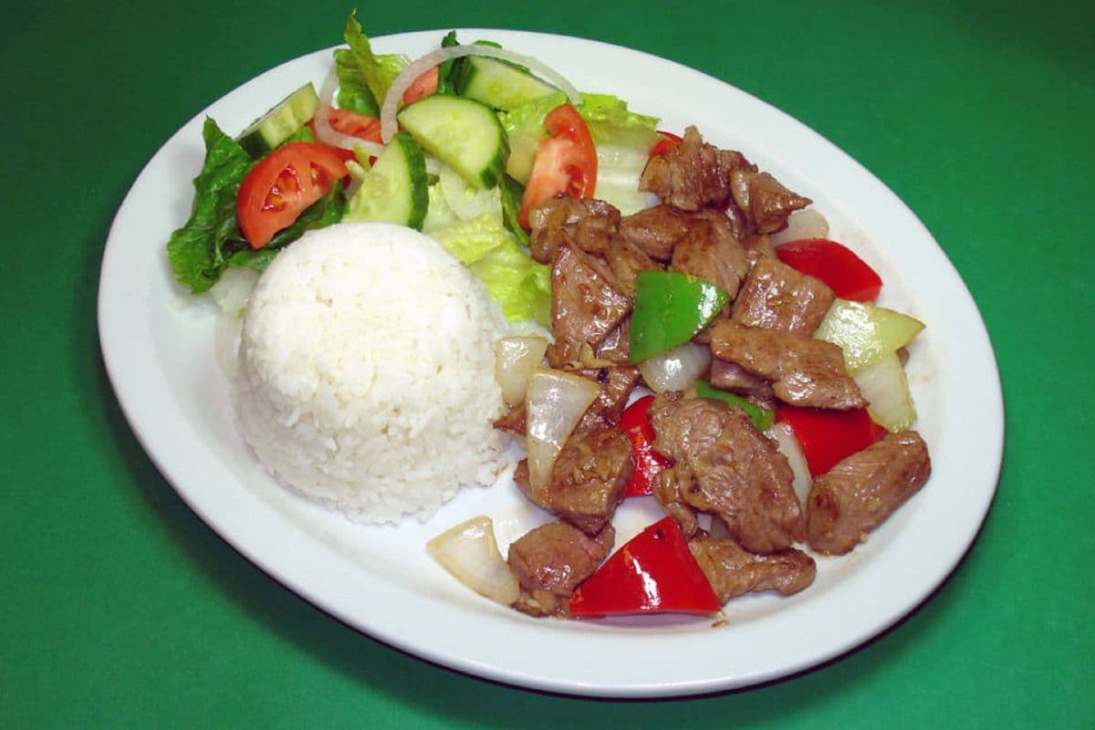 Beef Steak Steamed Rice and Vegetables