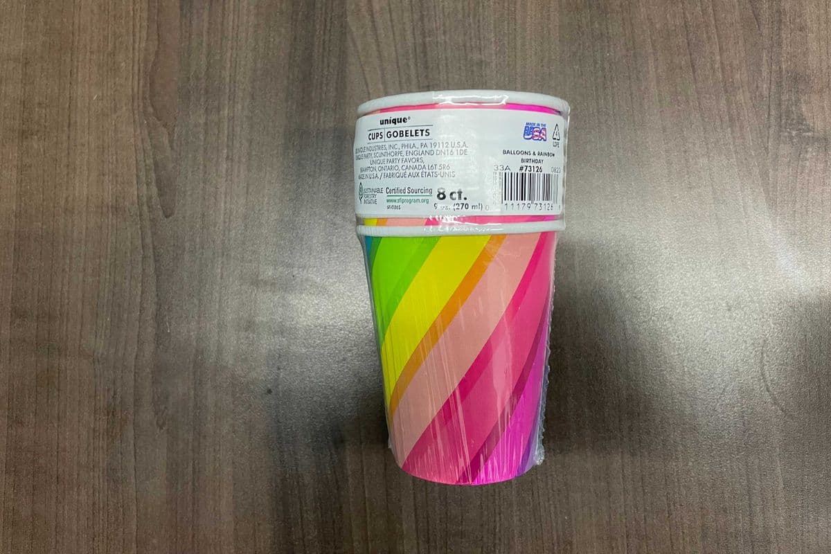 Cup Balloon & Rainbow Bday 9oz 8pk (9oz)