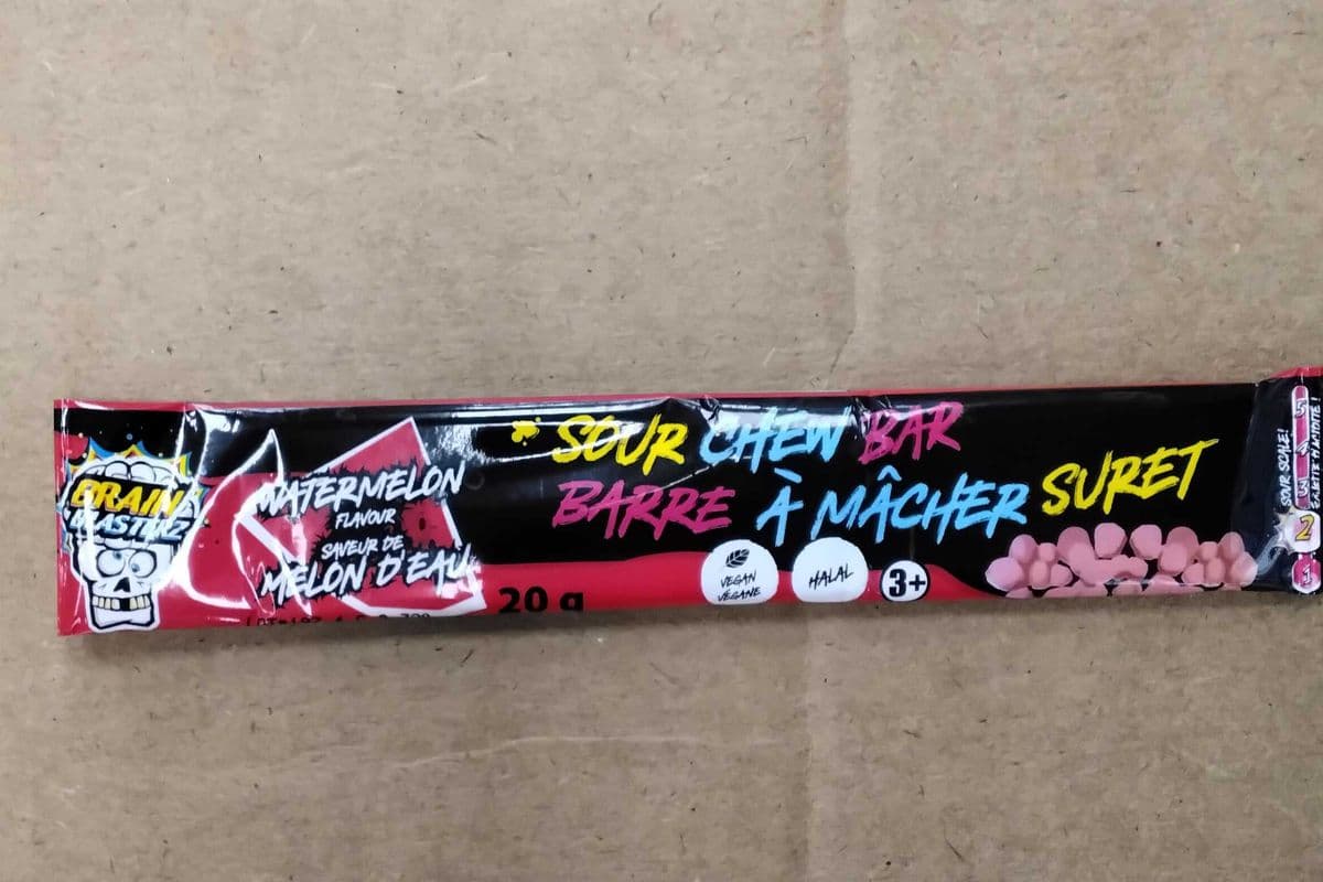 Brain blaster sour chew bar watermelon. 20g