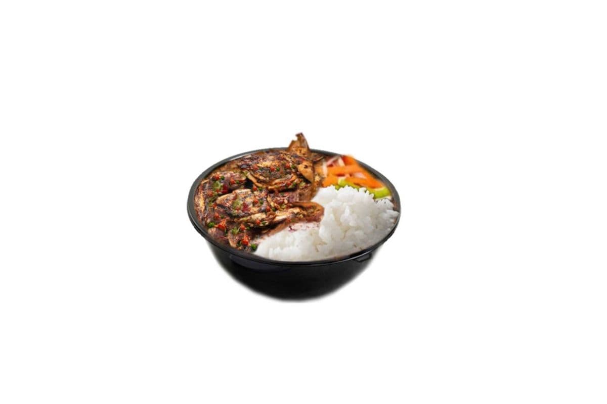 Stew Chicken with Rice & Fried Plantain