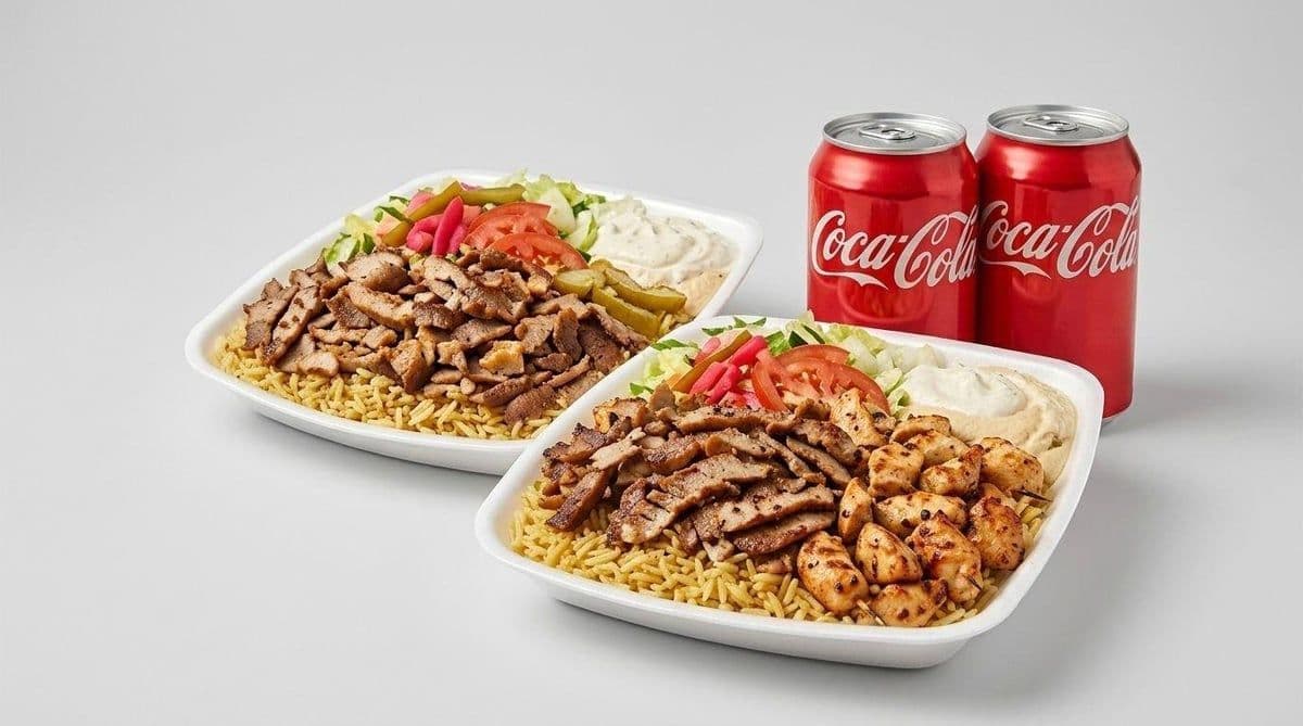 Trio #11 â 2 assiettes Shish Taouk, Shawarma ou Gyros + 2 breuvages