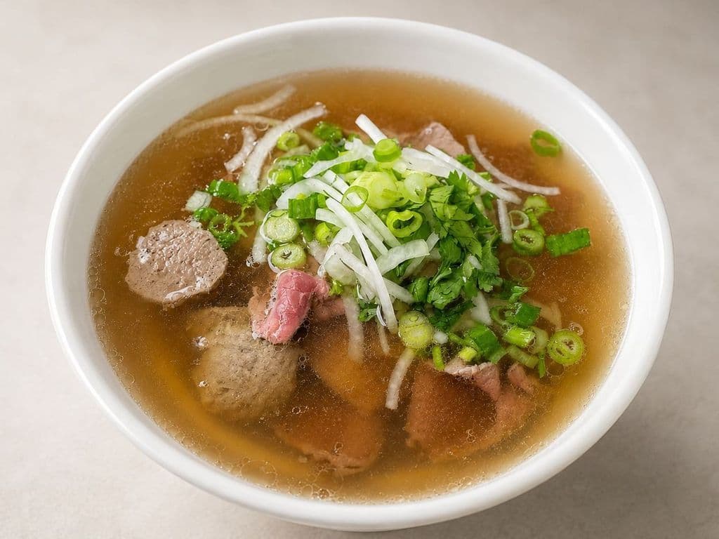209. Medium Rare Beef, Brisket, and Beef Ball Rice Noodle Soup