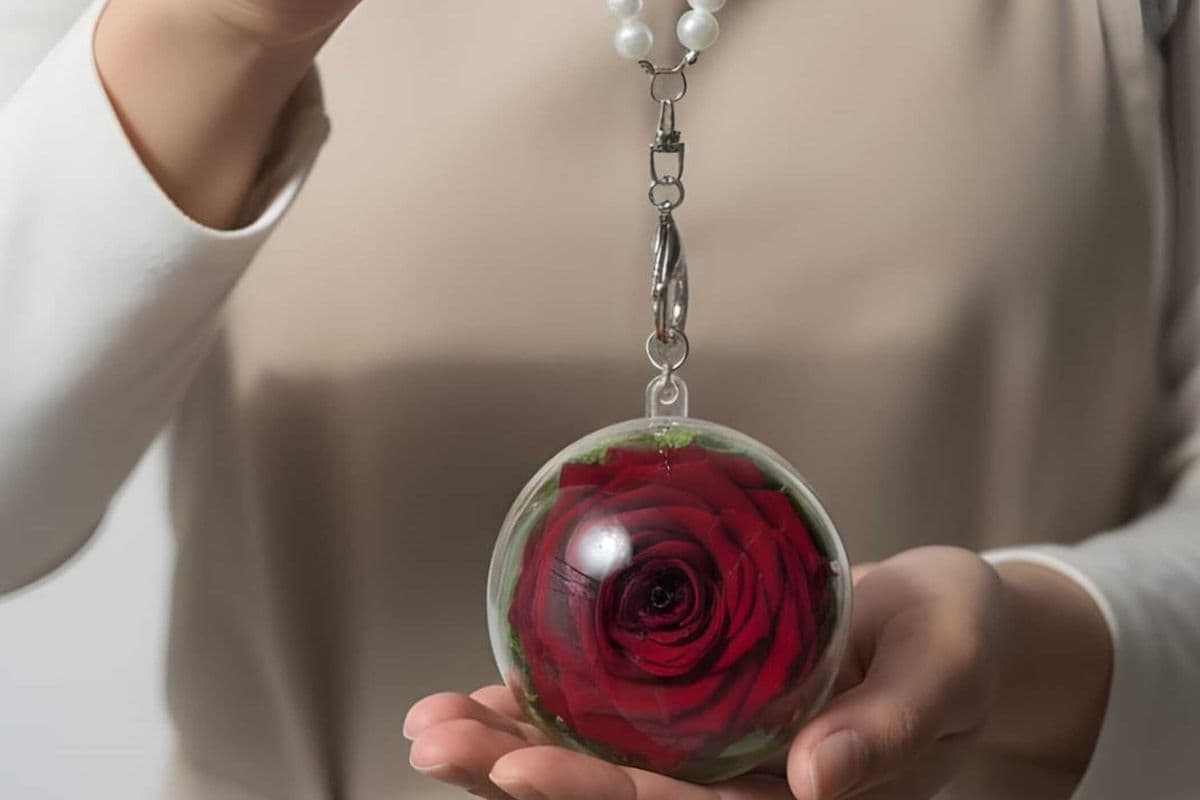 Preserved Red Rose Hanging Globe / Gift