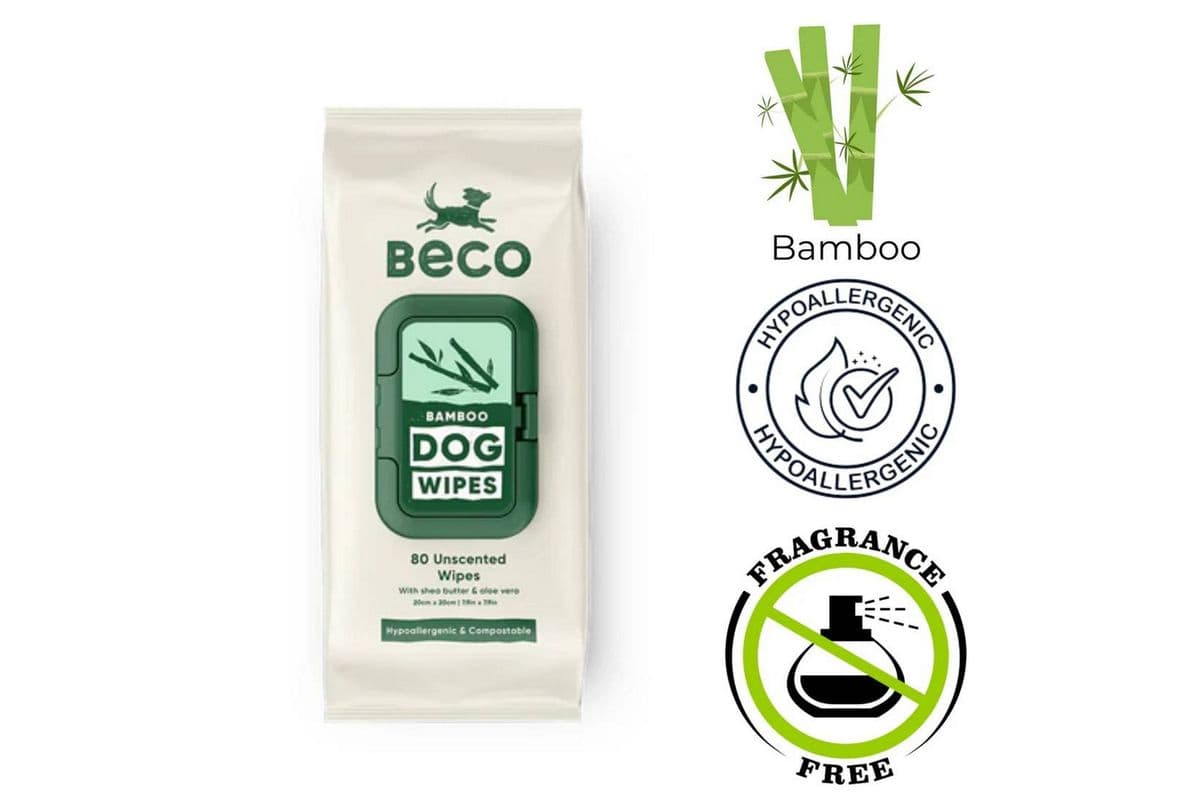 Beco Bamboo Unscented Dog Wipes (80 Pack)