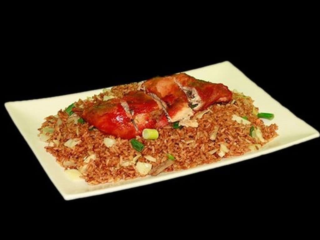 Vegetable Fried Rice with Island Mix Chicken on Top
