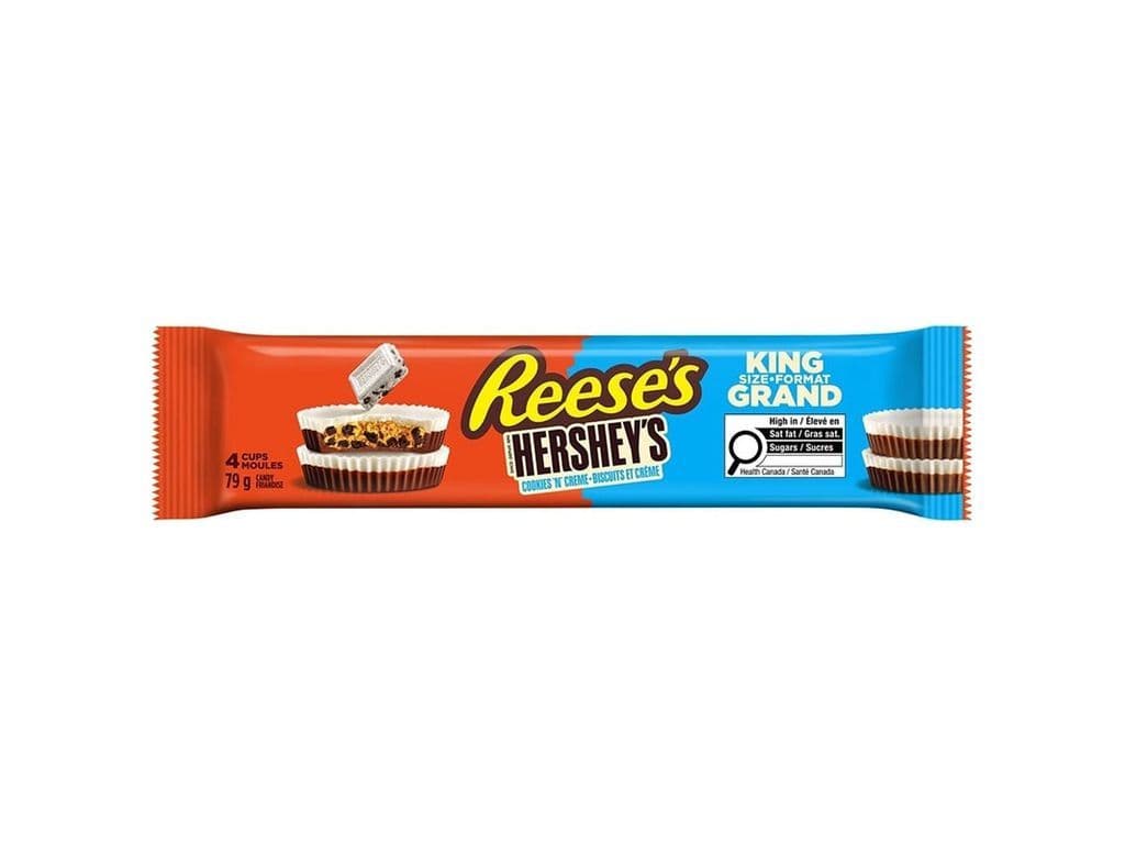 Reeses Hersheys Cookies and Creme Cookie Chocolate Peanut Butter Cups 4 Pack King Size 79g