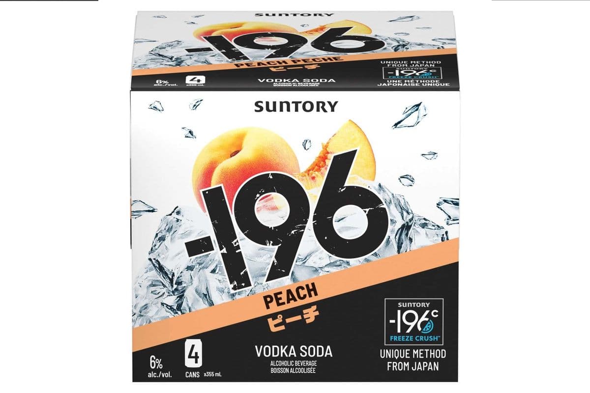 Suntory -196 Peach Vodka Soda (4 x 355 ml)