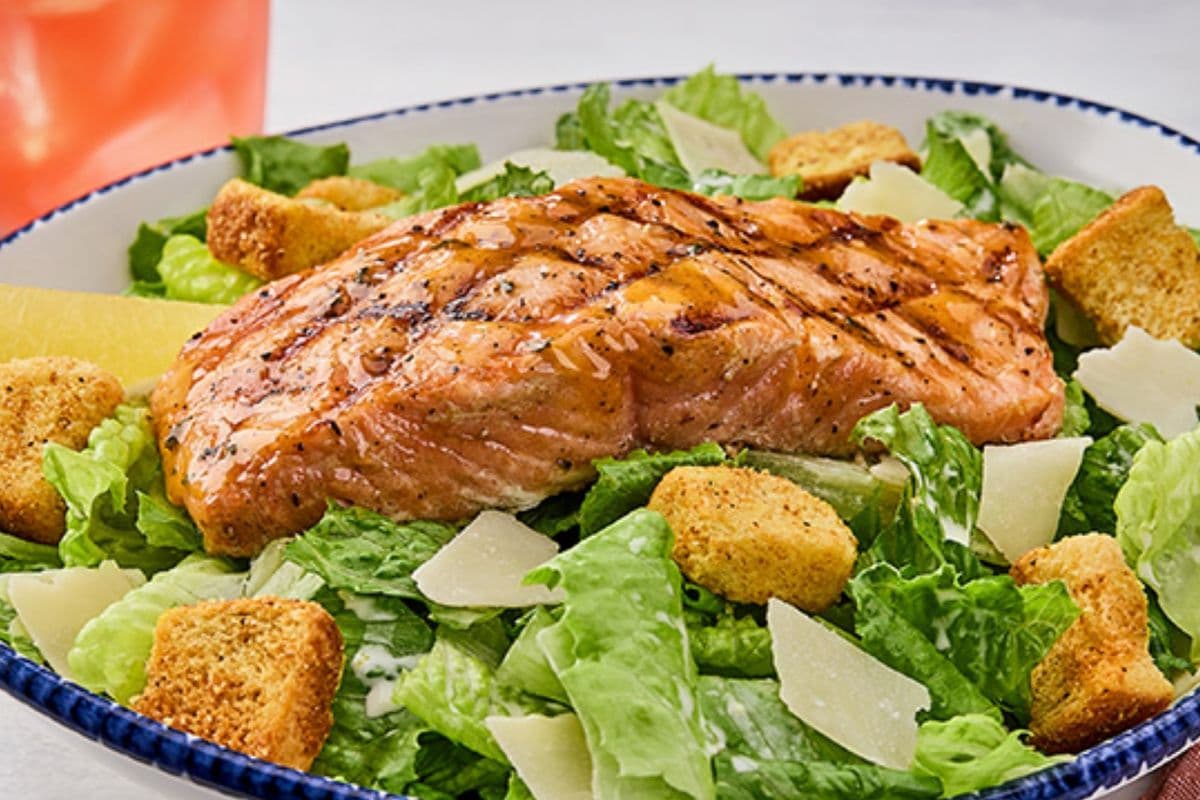 Classic Caesar Salad with Grilled Salmon