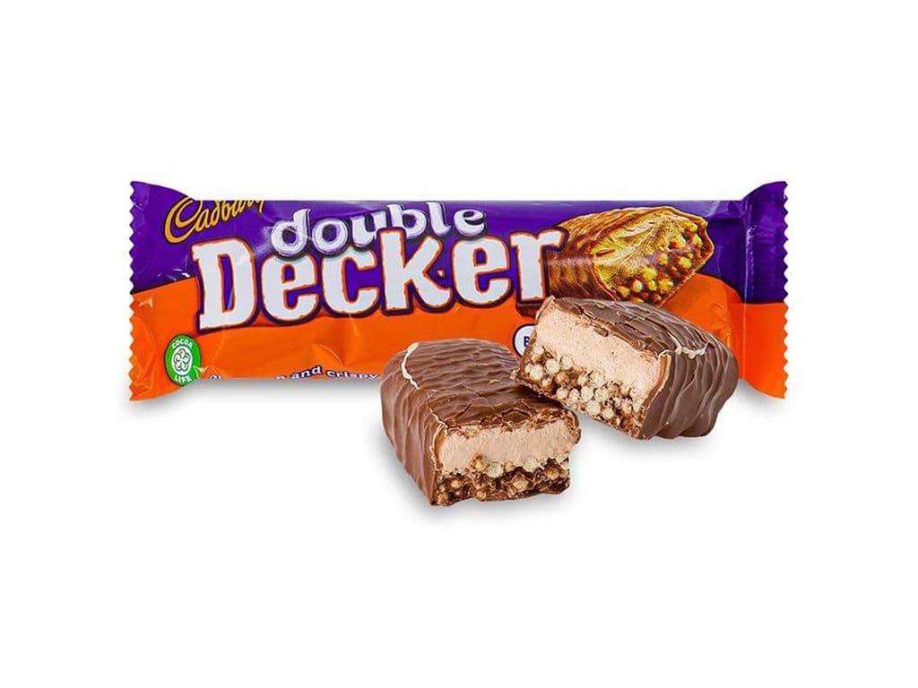 Cadbury Double Decker UK Crispy Rice Cake with Nougat Chocolate Candy Bar