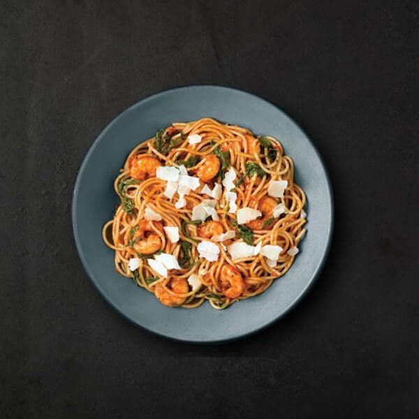 Charred Tomato & Garlic Prawn Pasta