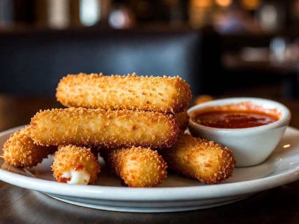 Bâtonnets de fromage mozzarella / Mozzarella cheese sticks.