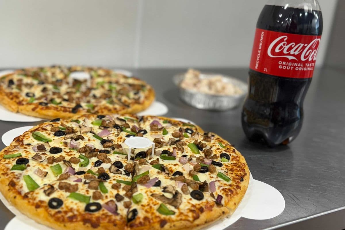 Combo 2: Two 14" Large Classic Pizza, One-Pound Wings, and Two-Litre Bottled Pop