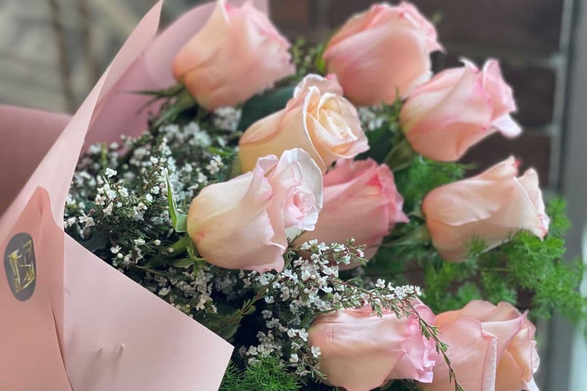 In Pink - hand tied bouquet- pink roses