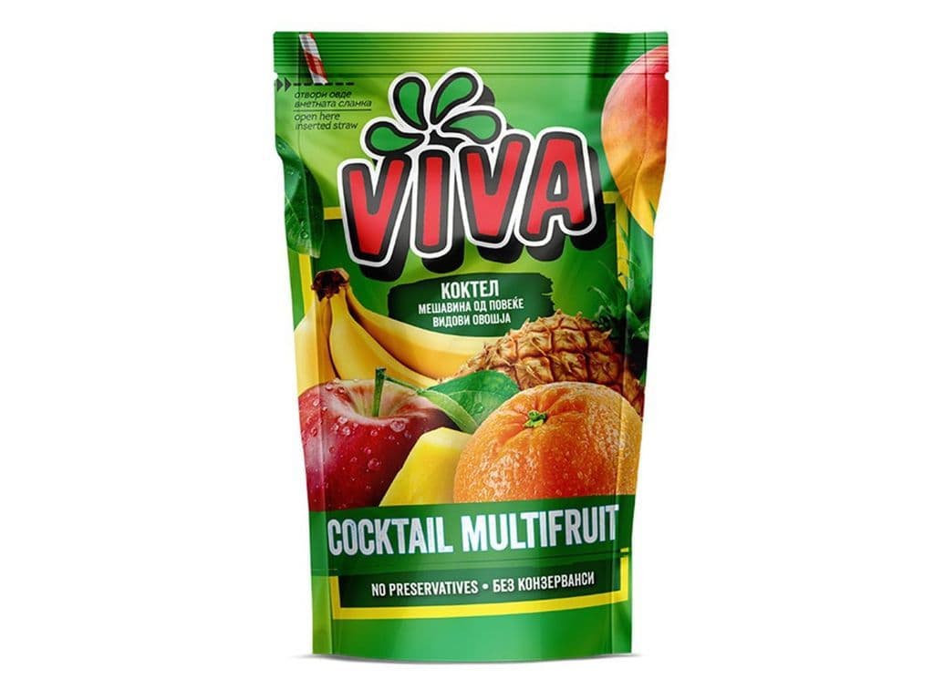Viva Koktel Multifruit Cocktail Nectar Macedonian Juice Pouch 200ml Balkan Drink