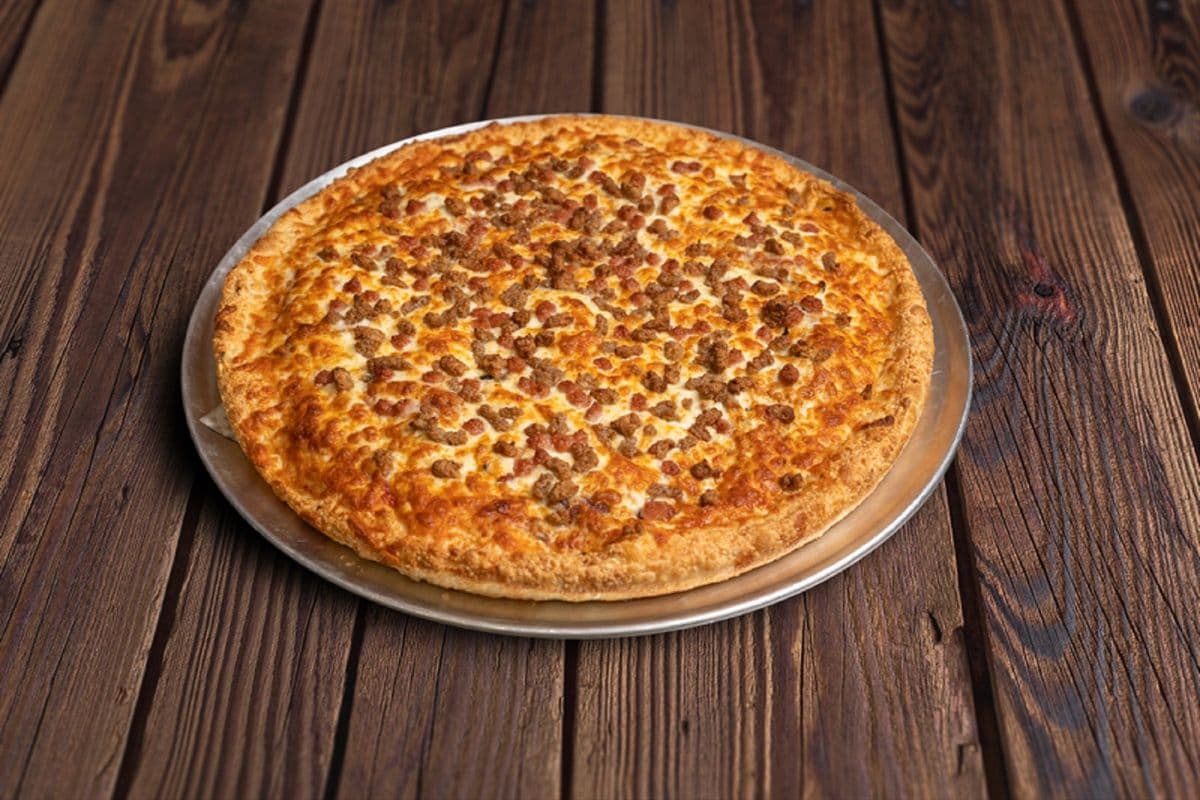 13. Large Salami, Mushrooms, Ground Beef, Bacon, and Italian Sausage Pizza