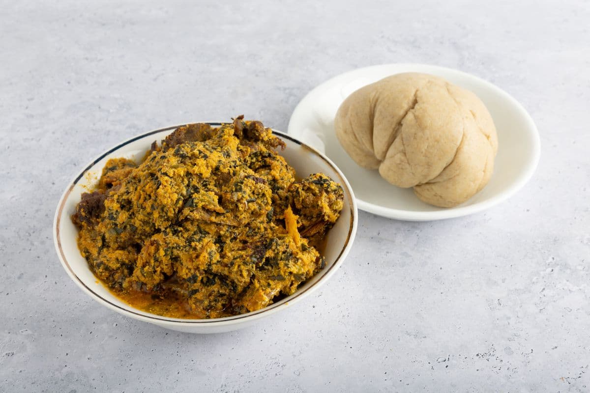 Eguesi Soup either with pounded yam or oatmeal or garri