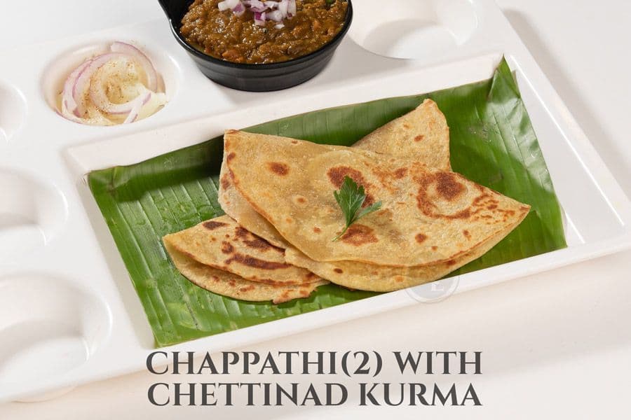 Chappathi (2) With Chettinad Kurma