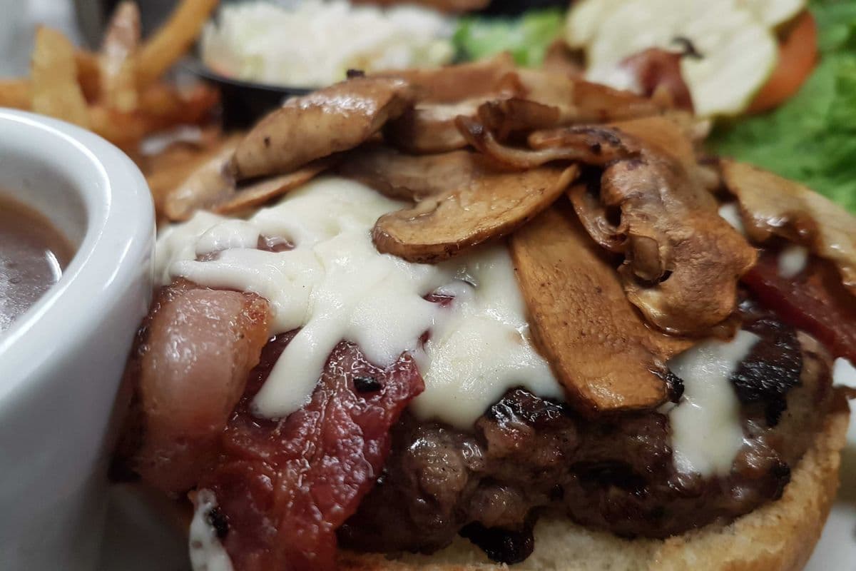 Mushroom Mozza Burger and Chips