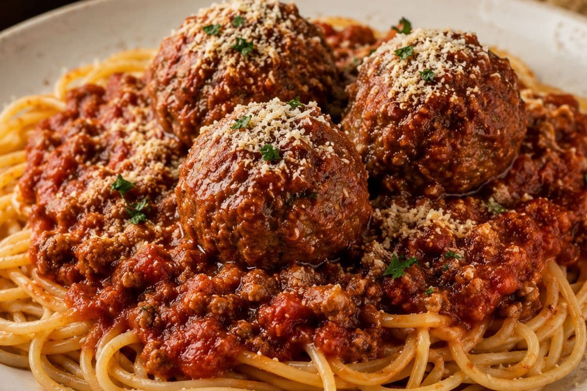 Spaghetti with Meatballs and meat-sauce