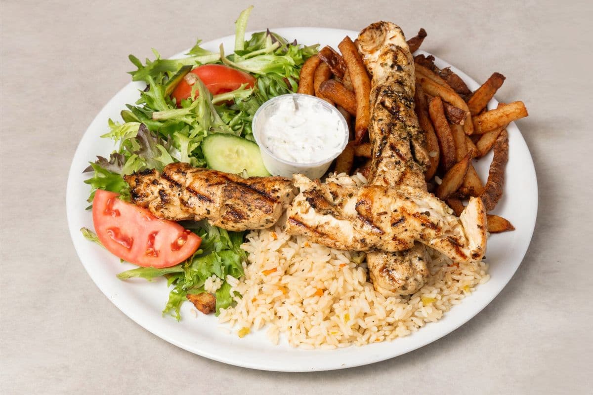 Assiette souvlaki au poulet