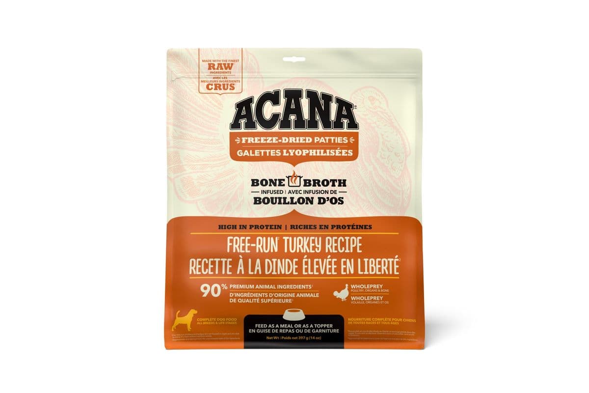 ACANA Free-Run Turkey Recipe Patties Grain-Free Freeze-Dried Dog Food & Topper (14 oz)