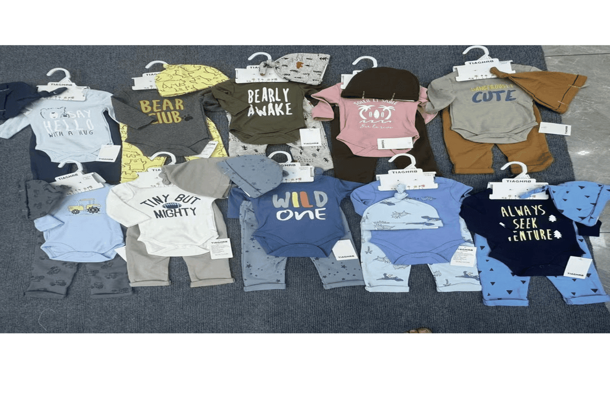 Three Pieces Newborn Baby Clothes Infant Romper Cartoon Print Long Sleeve Tops Pants Outfit Set