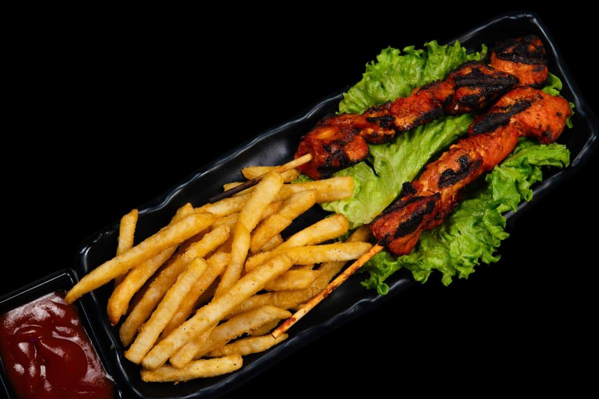 Tandoori Chicken Skewers and Fries