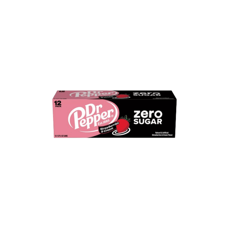 Dr Pepper Strawberries & Cream Zero Sugar 12 Pack (355ml) - USA