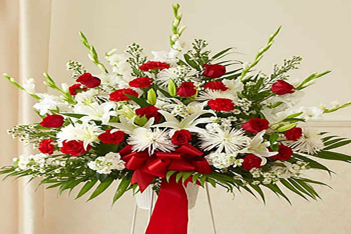 Large Red and White Funeral Tribute