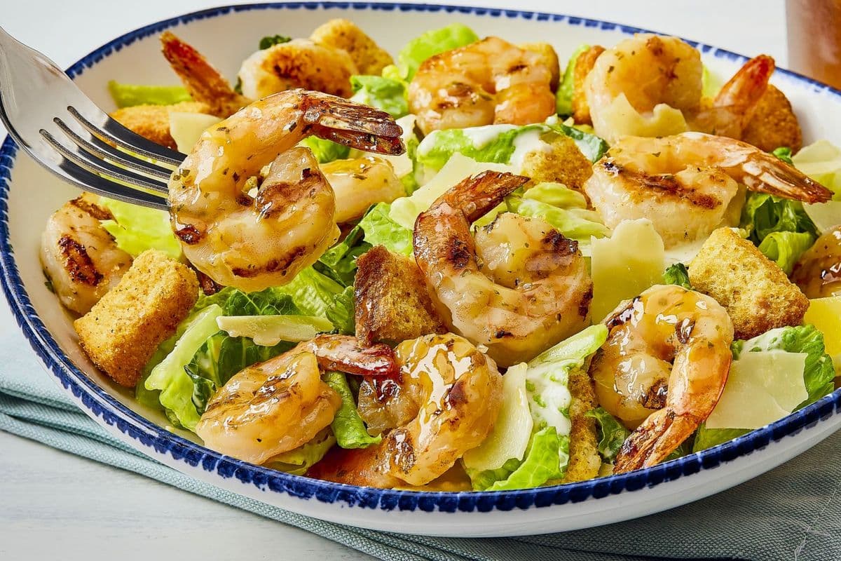 Classic Caesar Salad with Seasoned Shrimp