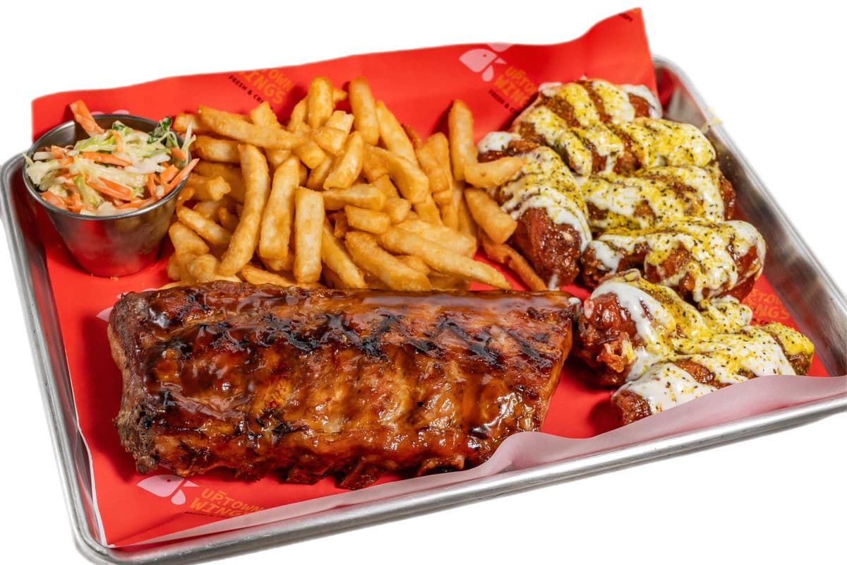 Rib and Wing with Fries and Coleslaw