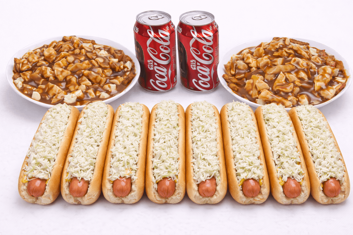 8 Hot-Dog, 2 Poutine et 2 Boisson