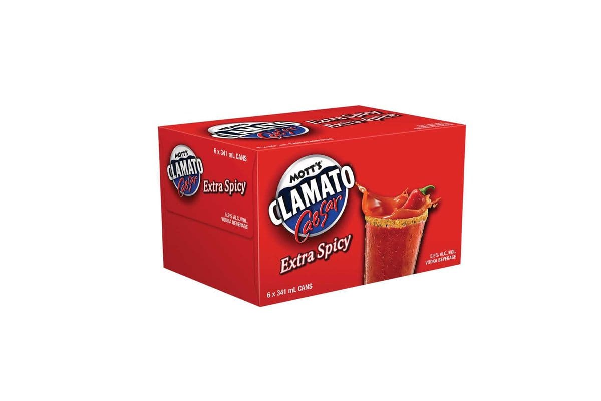 893057. MOTT'S CLAMATO CAESAR EX SPICY (6 x 341ML (CANS))