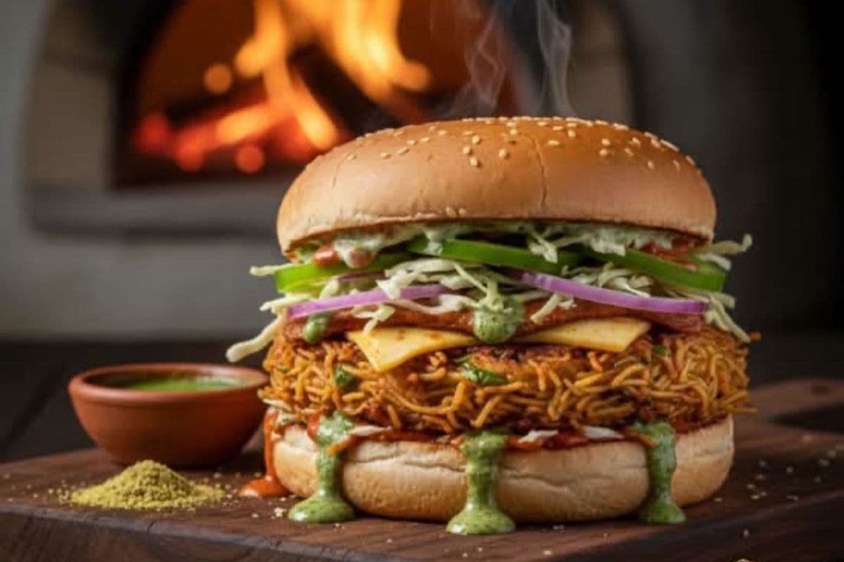 Veg Masala Noodle Burger