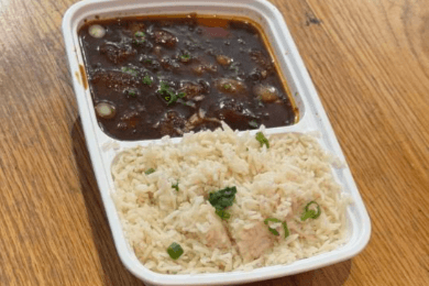 Paneer Manchurian and Garlic Steamed Rice