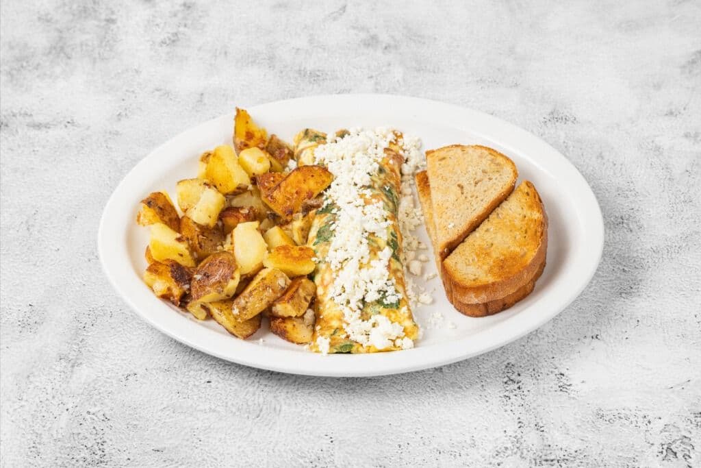 Spinach, Feta Cheese and Tomatoes Omelette