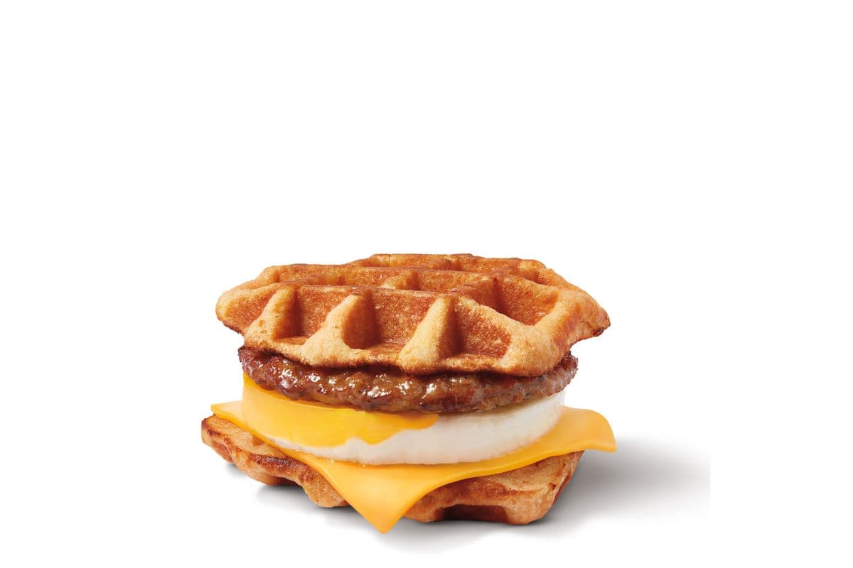 Sausage Belgian Waffle Breakfast Sandwich