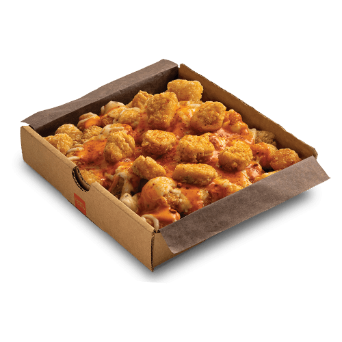 Buffalo Popcorn Chicken and Cheese Tots